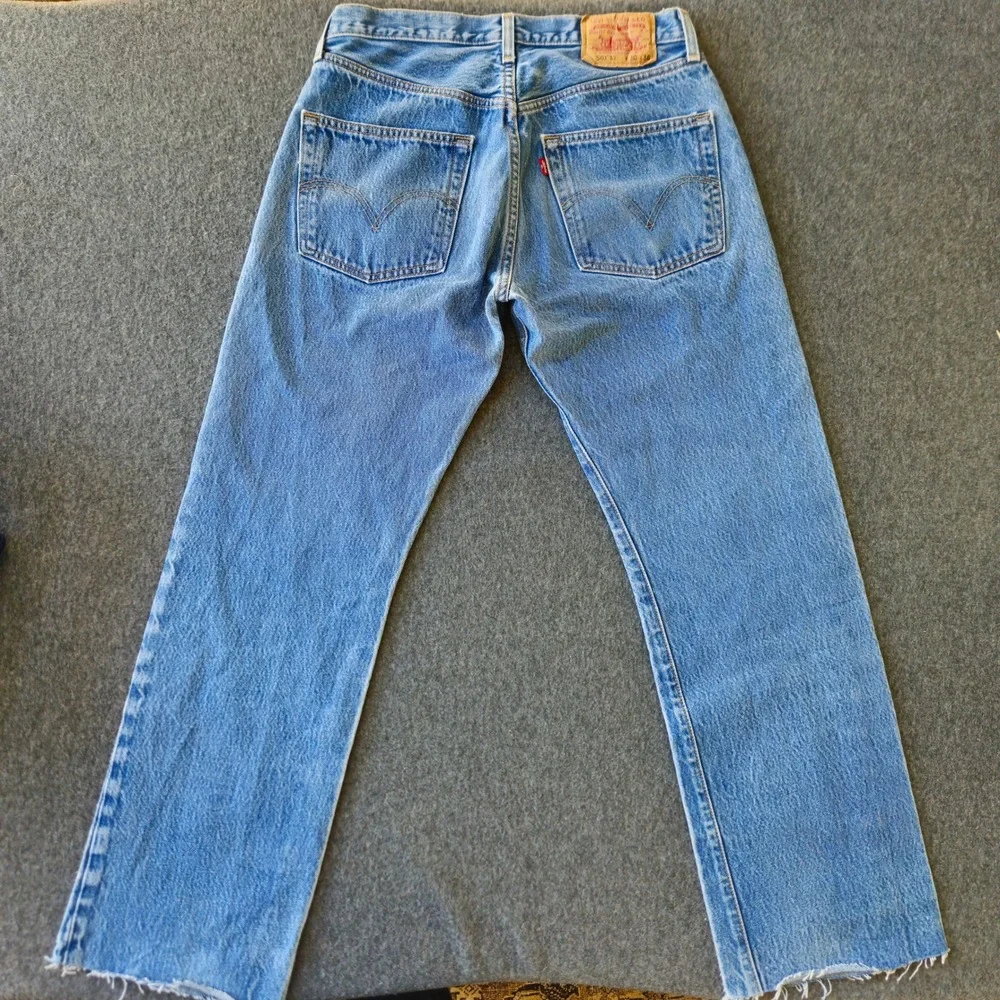Vintage 90s Levi's 501 XX Button Fly Faded Raw Hem Jeans Label 30x36 Act 30x28.5